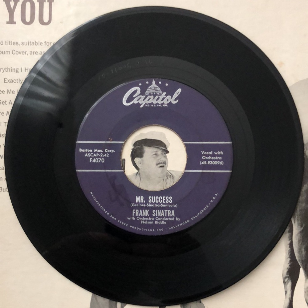 Frank Sinatra Sleep Warm Vinyl 45 Record '58